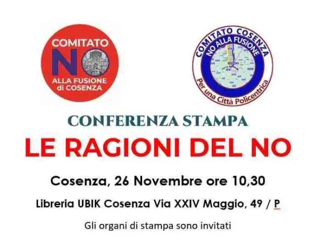 images Cosenza città unica, in un a conferenza saranno illustrate le ragioni del 'No' 