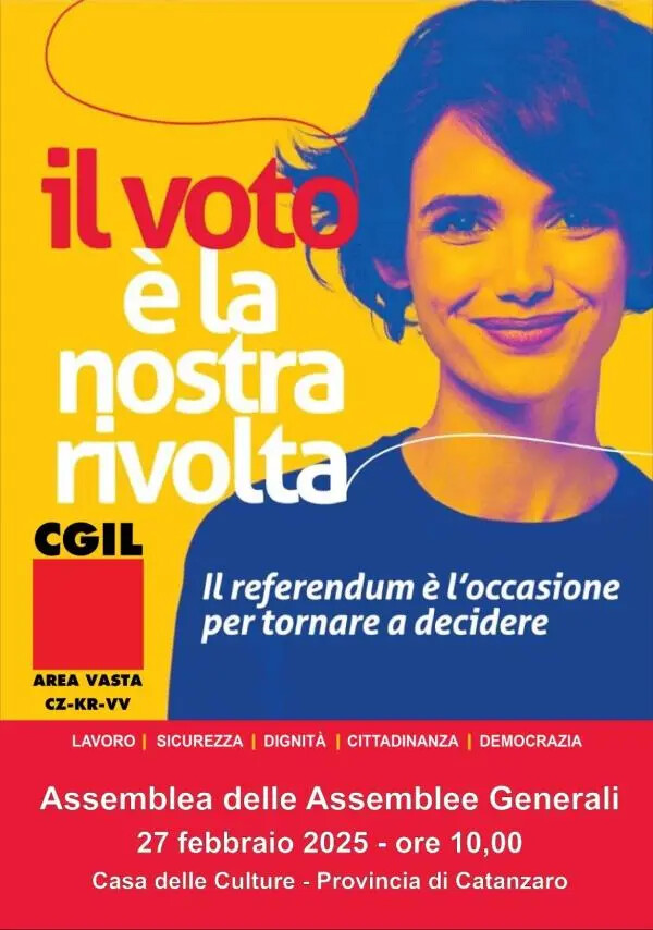 images Lavoro, il 27 febbraio assemblea generale delle Assemblee Generali della Cgil Area Vasta Catanzaro-Crotone-Vibo