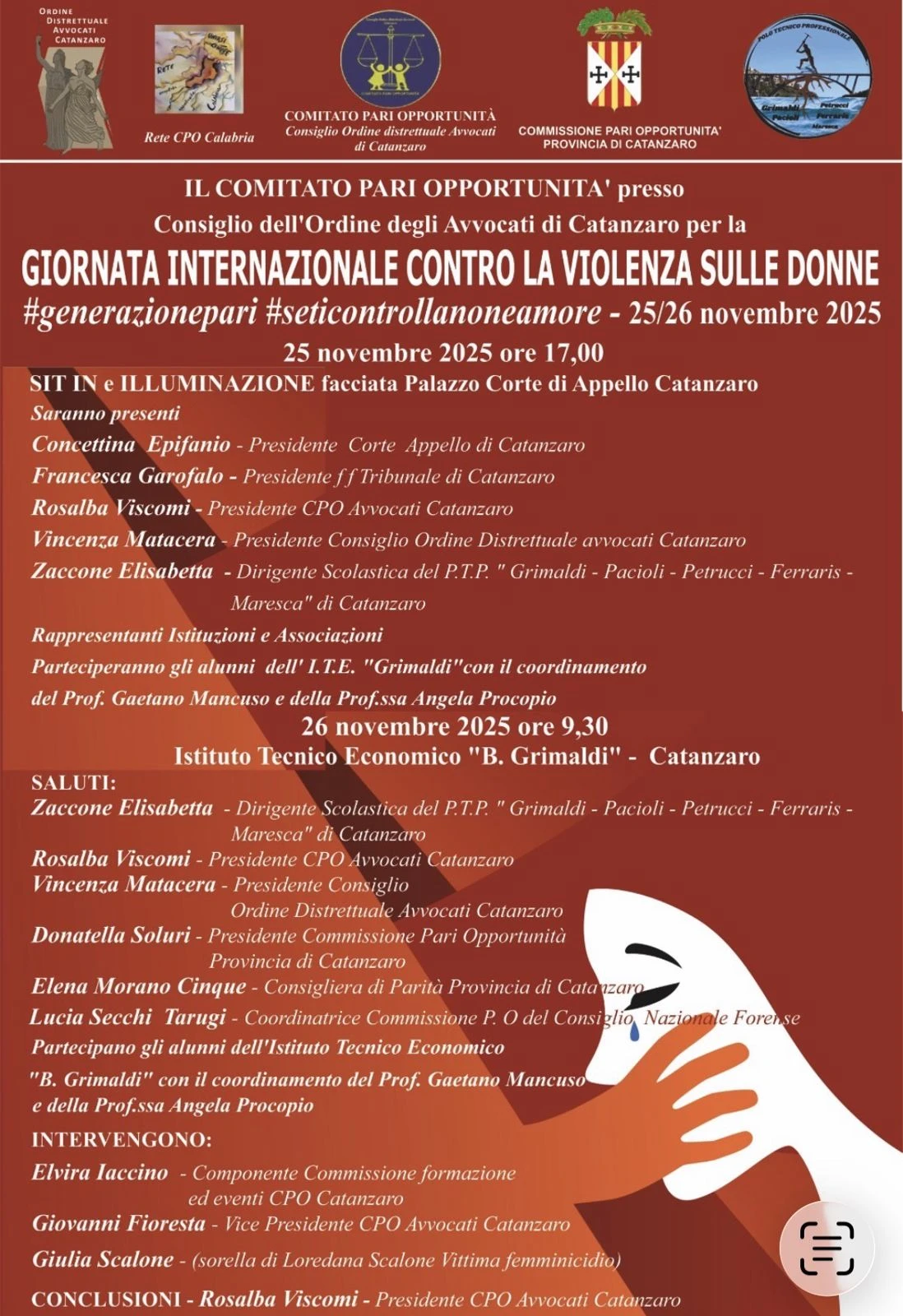 25 novembre a Catanzaro, il CPO degli avvocati nelle scuole  al grido di #seticontrollanoneamore