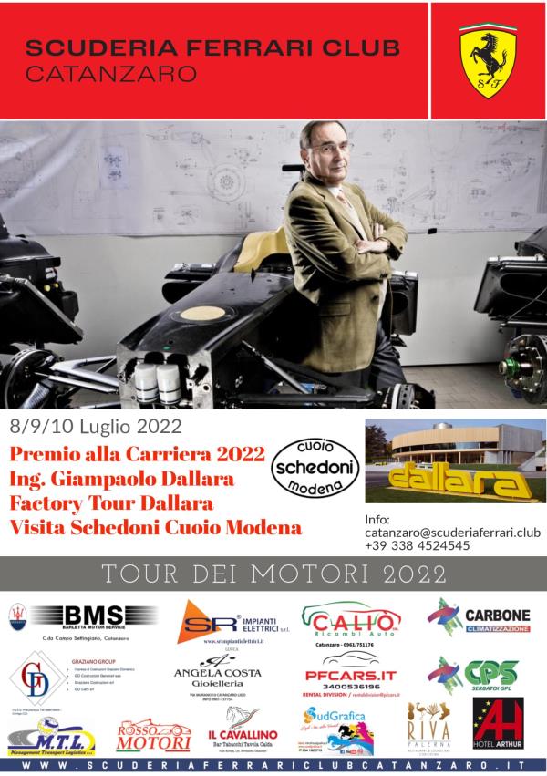 images La Scuderia Ferrari Club di Catanzaro in partenza per Maranello dove premierà l’ingegnere Giampaolo Dallara