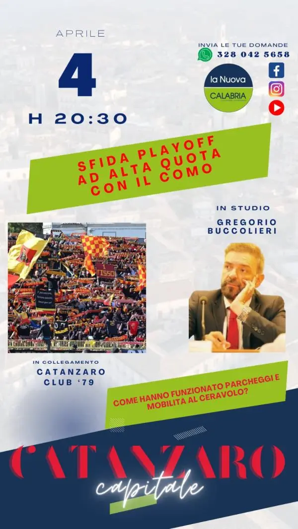 Catanzaro Capitale, Aquile ad alta quota verso il Como e il punto su parcheggi e mobilità (DIRETTA ALLE 20.30) images Catanzaro Capitale, Aquile ad alta quota verso il Como e il punto su parcheggi e mobilità (DIRETTA ALLE 20.30)