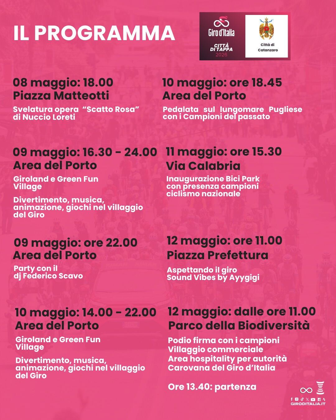images Catanzaro si prepara a vivere la grande festa del Giro d’Italia: si parte sabato 9 maggio con l'inaugurazione del villaggio nell'area del porto 