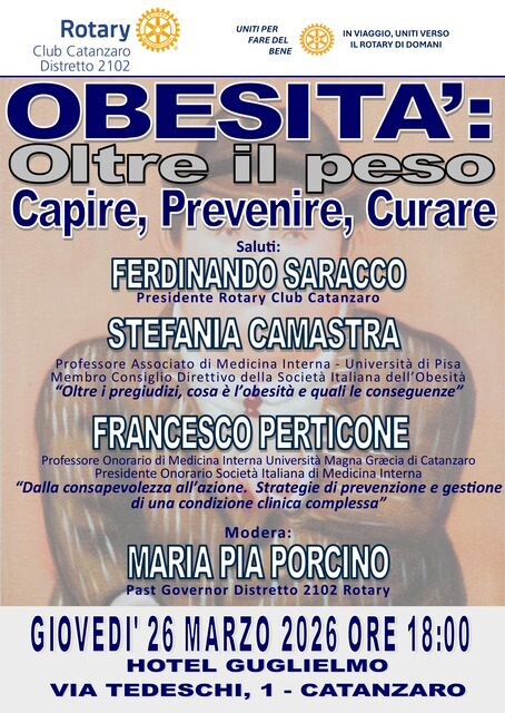 images Il Rotary Club Catanzaro promuove un incontro dedicato a "Obesità: oltre il peso. Capire, prevenire, curare” 