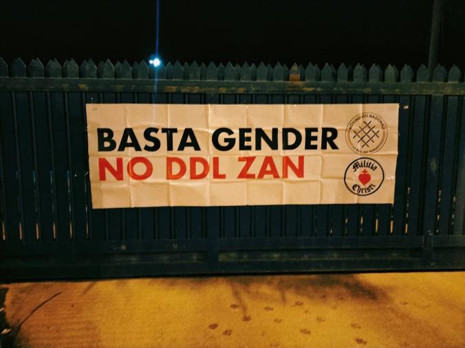 images “Basta gender, no al
Ddl Zan”: striscioni del movimento nazionale a Catanzaro contro la legge su omofobia 
