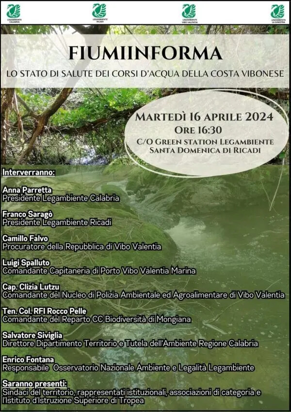 “Fiumiinforma”: martedì 16 Legambiente presenterà lo stato di salute dei corsi d'acqua della costa vibonese images “Fiumiinforma”: martedì 16 Legambiente presenterà lo stato di salute dei corsi d'acqua della costa vibonese
