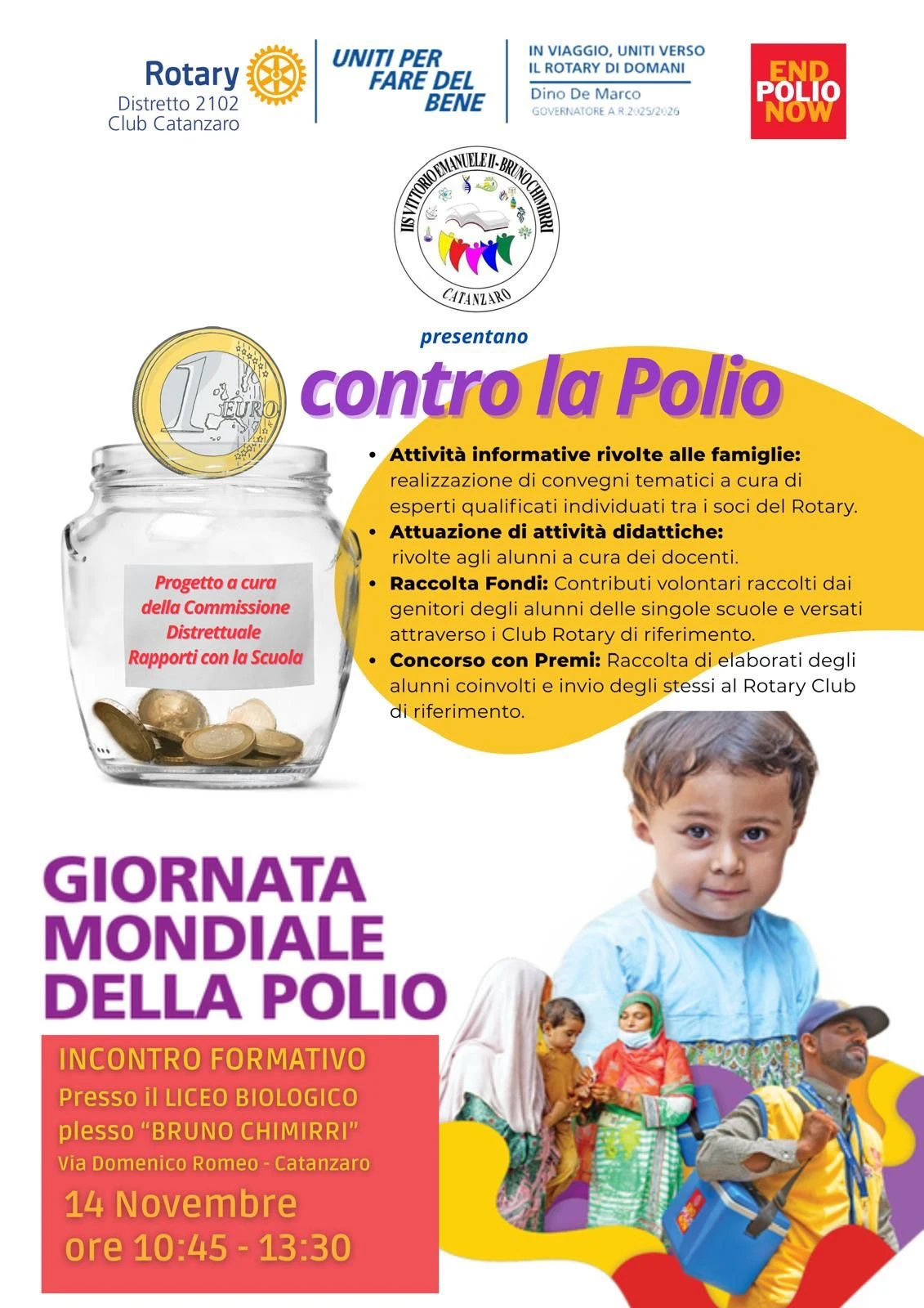 Rotary Club Catanzaro e Istituto “Vittorio Emanuele - Bruno Chimirri” insieme per un futuro senza Polio
