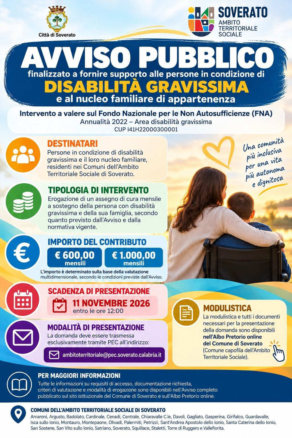 images Disabilità, pubblicato l’avviso dell’Ambito Territoriale Sociale di Soverato: disponibili oltre 600 mila euro