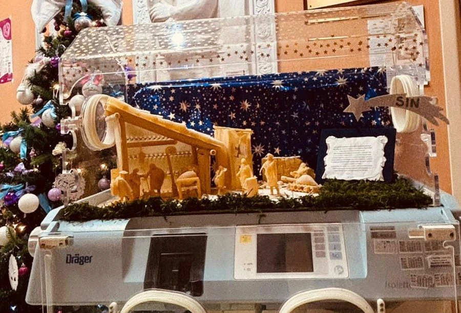 Catanzaro, alla Tin del Pugliese spunta un presepe nell'incubatrice: simbolo di forza e speranza