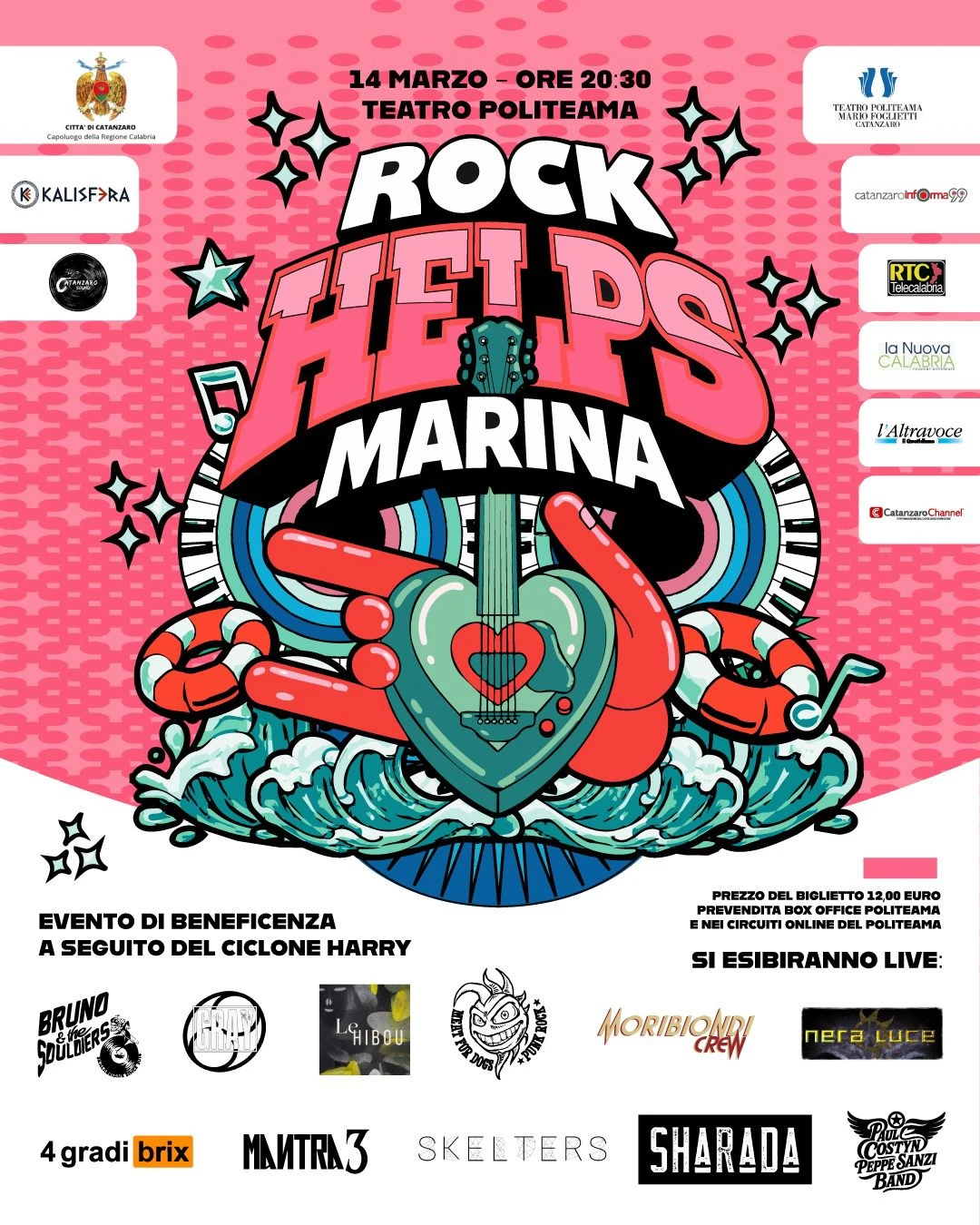 “Rock Helps Marina”: sabato 14 marzo al Teatro Politeama una grande serata di musica e solidarietà  