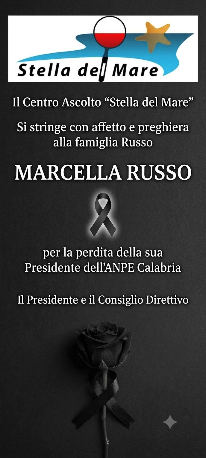 Addio a Marcella Russo, presidente ANPE Calabria: il cordoglio del Centroascolto Stella del Mare 