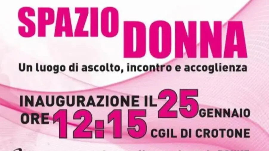 images Crotone, il sindacato Cgil Pensionati inaugura il 25 gennaio lo Spazio Donna