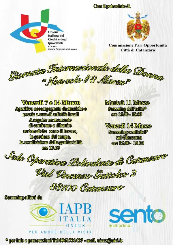 images "Non solo l’8 marzo", a Catanzaro UICI e CPO Comunale per la salvaguardia della salute