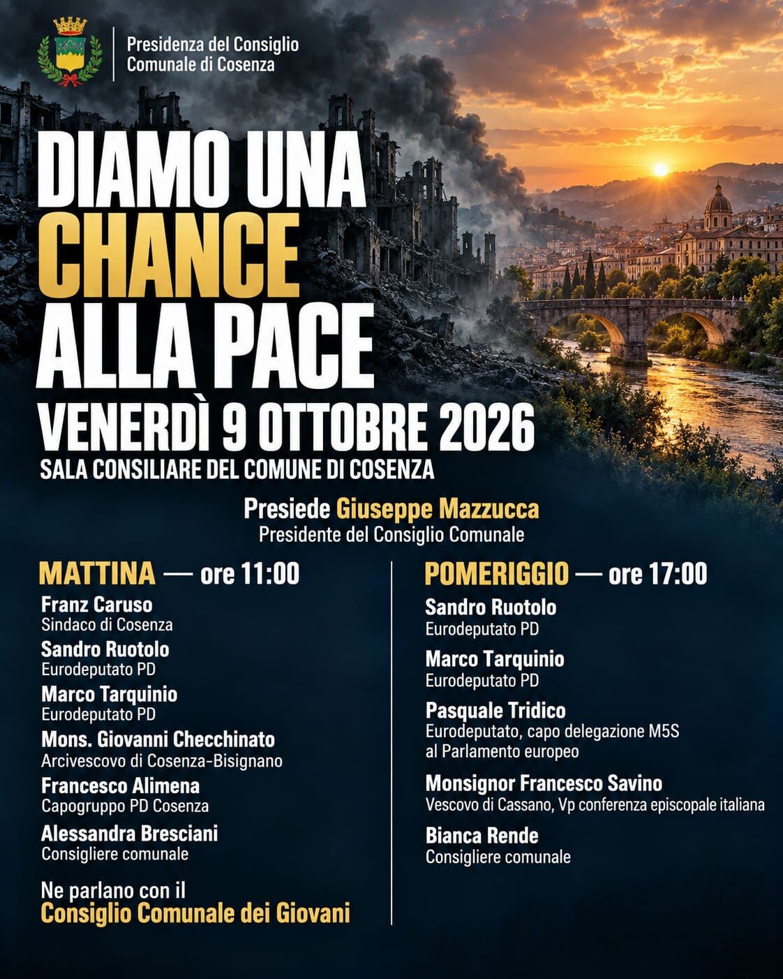 images "Diamo una chance alla pace": il 9 ottobre a Cosenza confronto su guerra, Europa e nuove generazioni