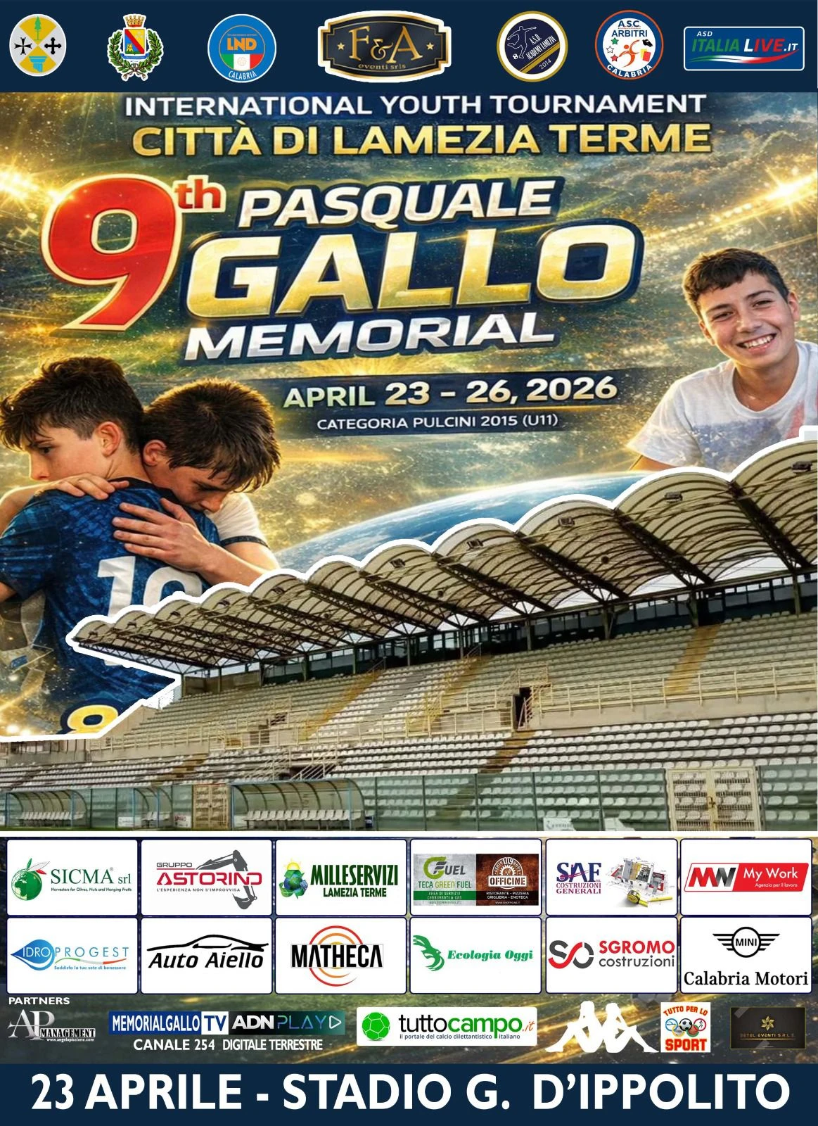 Lamezia, al 'Guido D’Ippolito' la cerimonia inaugurale del 9° Memorial Pasquale Gallo