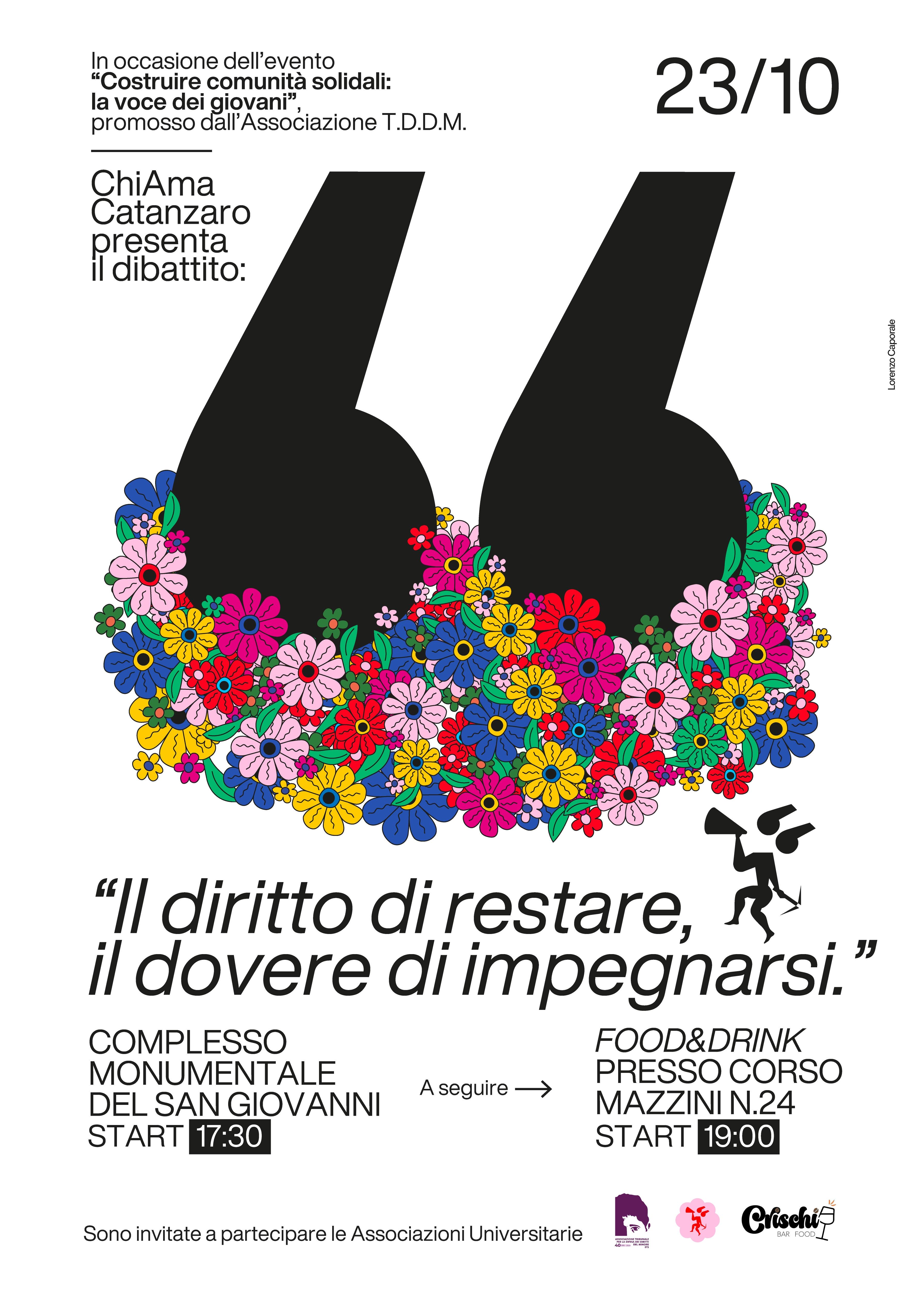 Il 23 ottobre la tavola rotonda “Costruire comunità solidale: la voce dei giovani” con la presenza di “ChiAma Catanzaro”