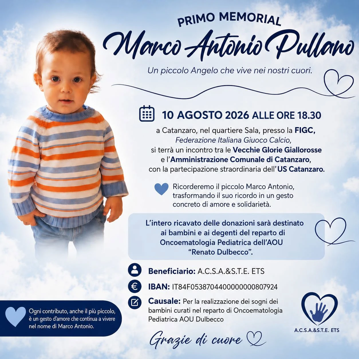 Catanzaro, domani il primo memorial per ricordare Marco Antonio Pullano