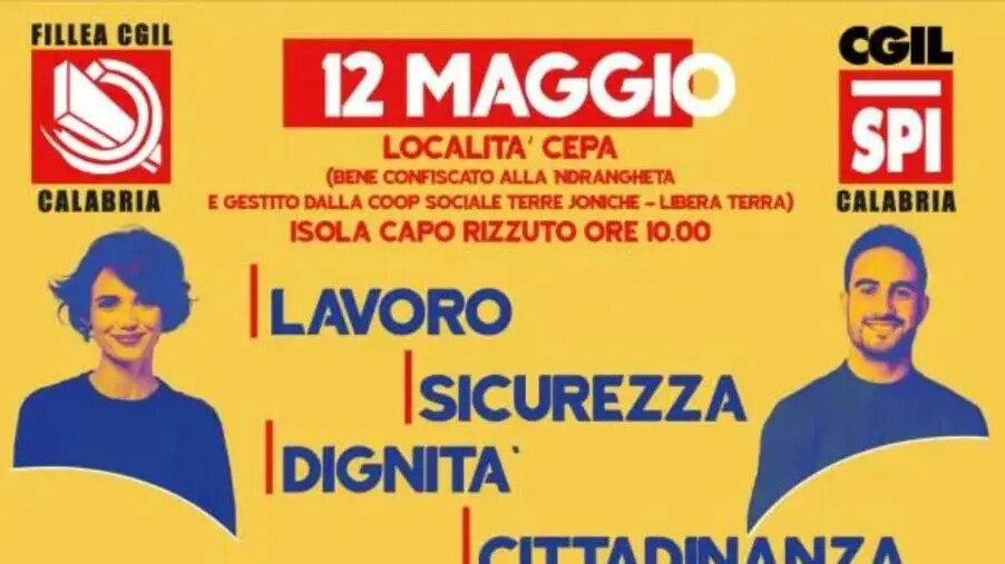 images A Isola Capo Rizzuto il 12 maggio l’incontro dei sindacati su lavoro, sicurezza e legalità