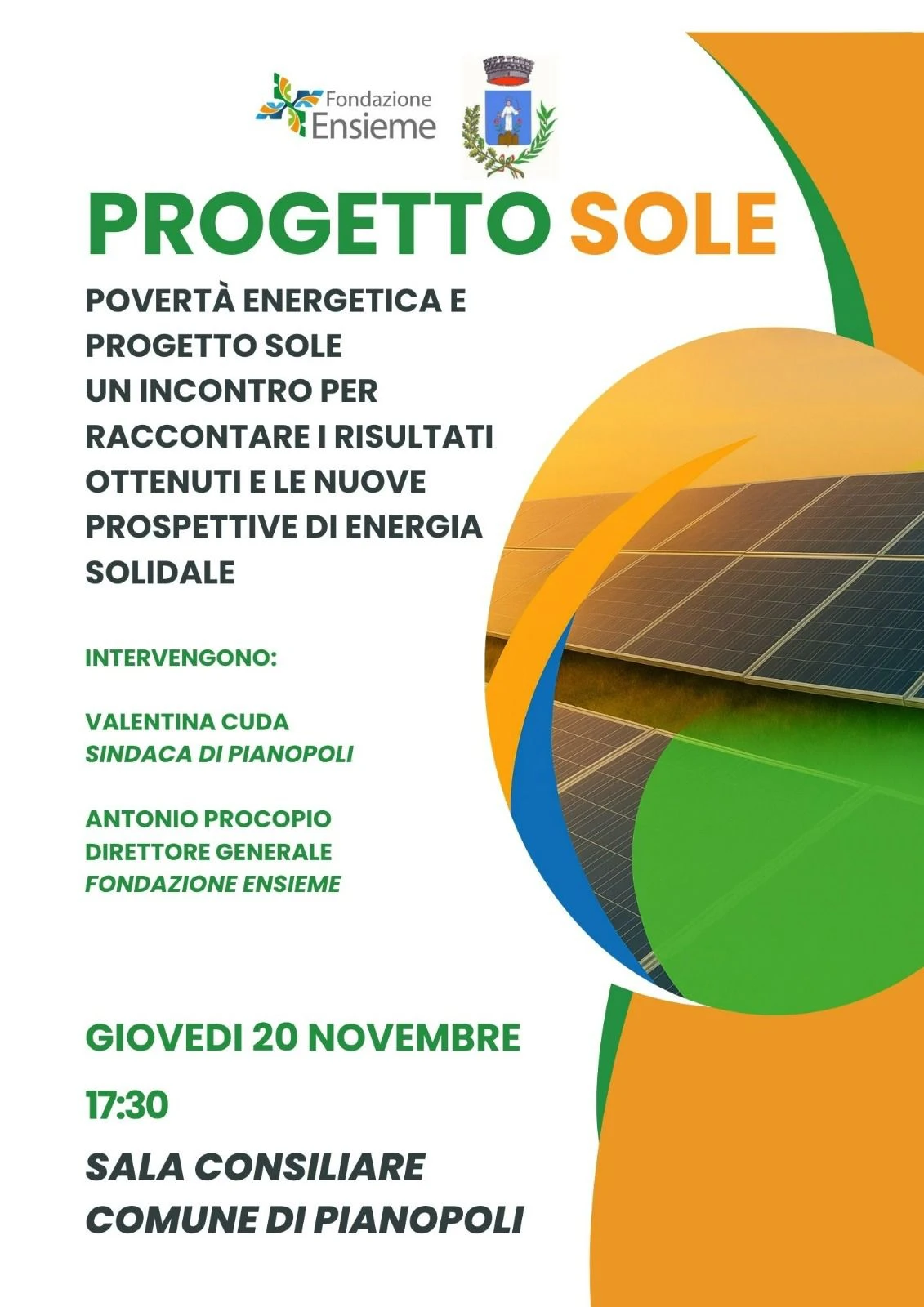 Progetto Sole: Pianopoli e Fondazione Ensieme presentano un modello di energia solidale in Calabria