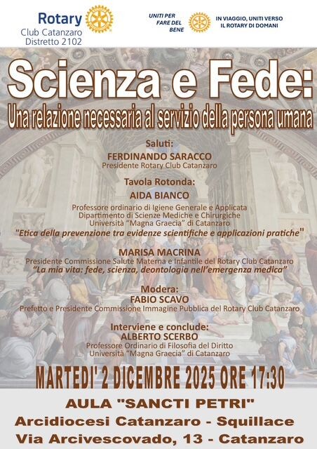 Scienza e Fede, se ne parla in un dibattito promosso dal Rotary club di Catanzaro images Scienza e Fede, se ne parla in un dibattito promosso dal Rotary club di Catanzaro