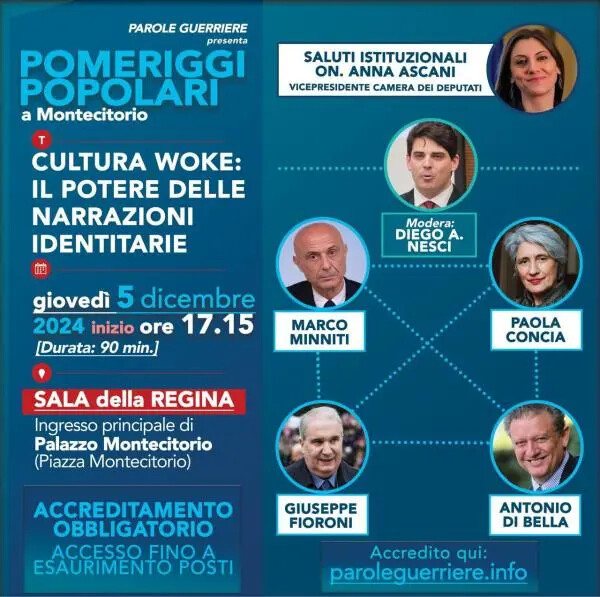 images A Palazzo Montecitorio “Cultura Woke: il potere delle narrazioni identitarie”&nbsp;
