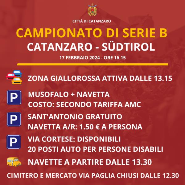 Zona Giallorossa per Catanzaro - Südtirol: tutte le info su viabilità, parcheggi, chiusura mercato e cimitero images Zona Giallorossa per Catanzaro - Südtirol: tutte le info su viabilità, parcheggi, chiusura mercato e cimitero