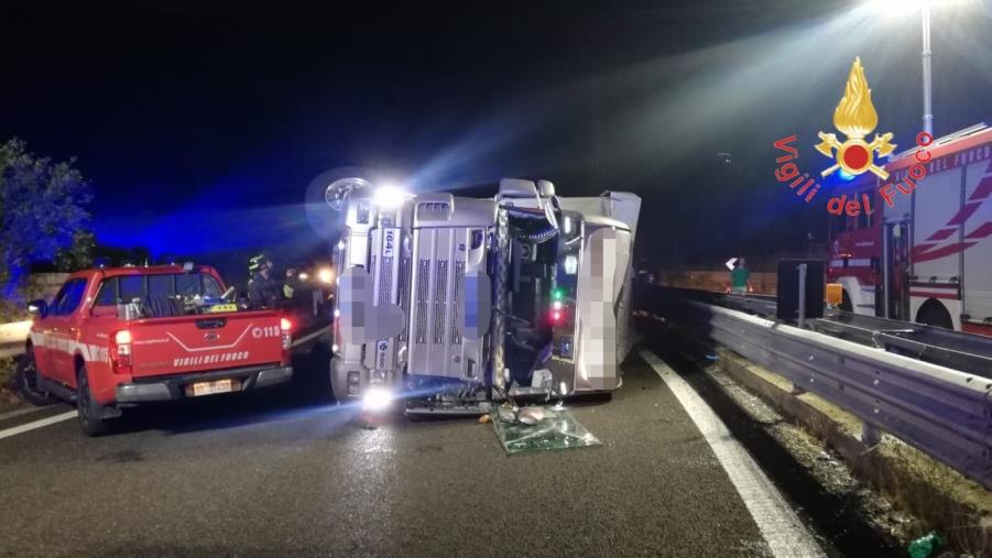 images Catanzaro, si ribalta un camion con dentro dei bovini: ferito il conducente