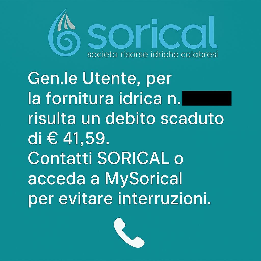 images Bollette idriche non pagate, Sorical comunica come regolarizzarle