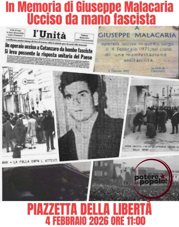 Domani Potere al Popolo in piazza per ricordare Giuseppe Malacaria 