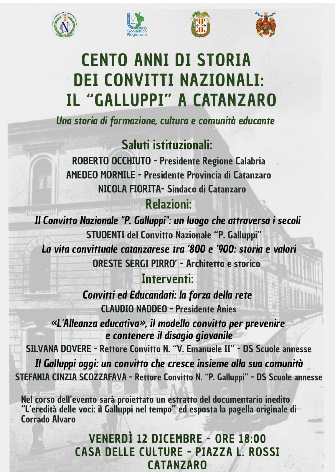 Viaggio nella memoria con “Cento anni di storia dei Convitti Nazionali: il Galluppi a Catanzaro” images Viaggio nella memoria con “Cento anni di storia dei Convitti Nazionali: il Galluppi a Catanzaro”