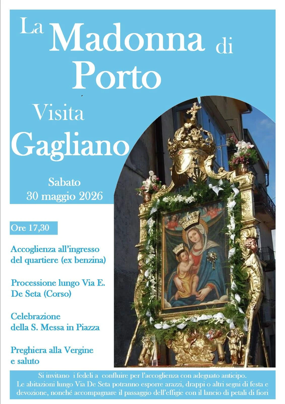 Il quadro della Madonna di Porto fa sosta nel quartiere Gagliano a Catanzaro