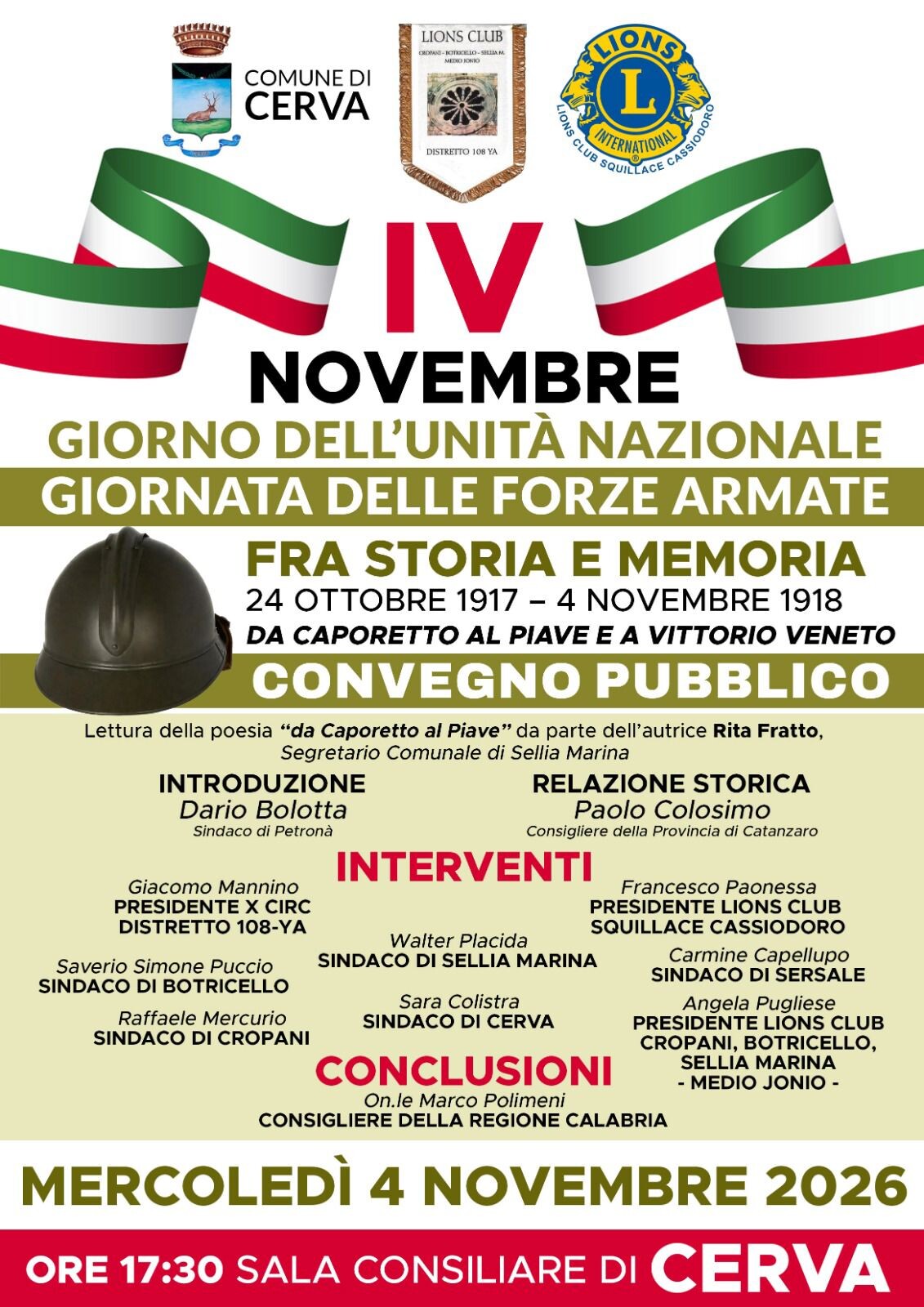 images Cerva, il 4 novembre un convegno sulla Grande Guerra: “Da Caporetto al Piave e a Vittorio Veneto”
