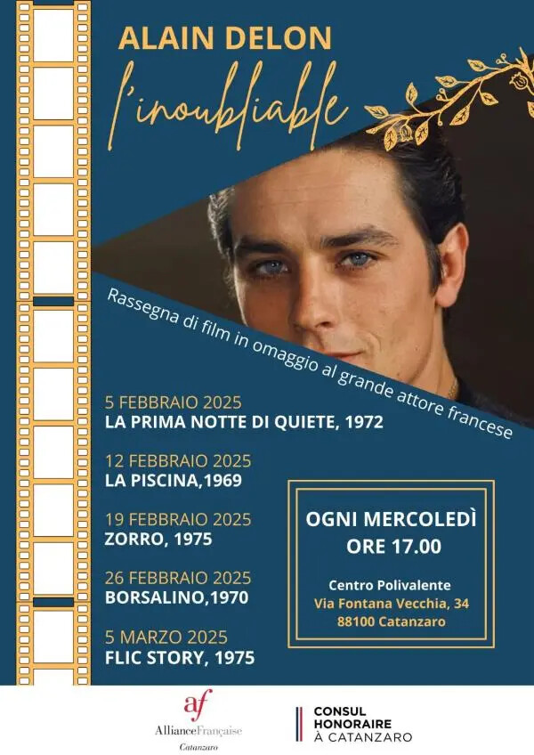 "Alain Delon, l’inoubliable”, l'omaggio di Alliance Française di Catanzaro all'attore francese images "Alain Delon, l’inoubliable”, l'omaggio di Alliance Française di Catanzaro all'attore francese
