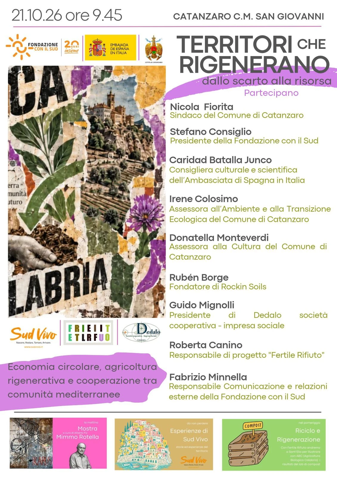 Catanzaro, domani il convegno “Territori che rigenerano”: al centro economia circolare e inclusione