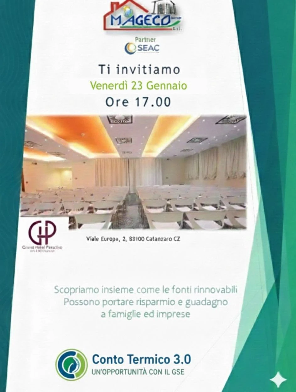 "Opportunità energetiche e 3.0": il 23 gennaio a Catanzaro l'evento di Mageco e Seac