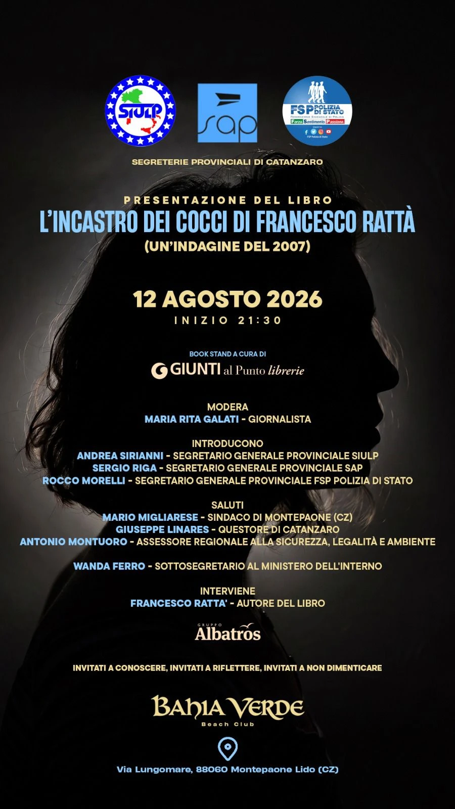 “L’incastro dei cocci”, a Montepaone Lido il libro di Francesco Rattà promosso dai sindacati di polizia 