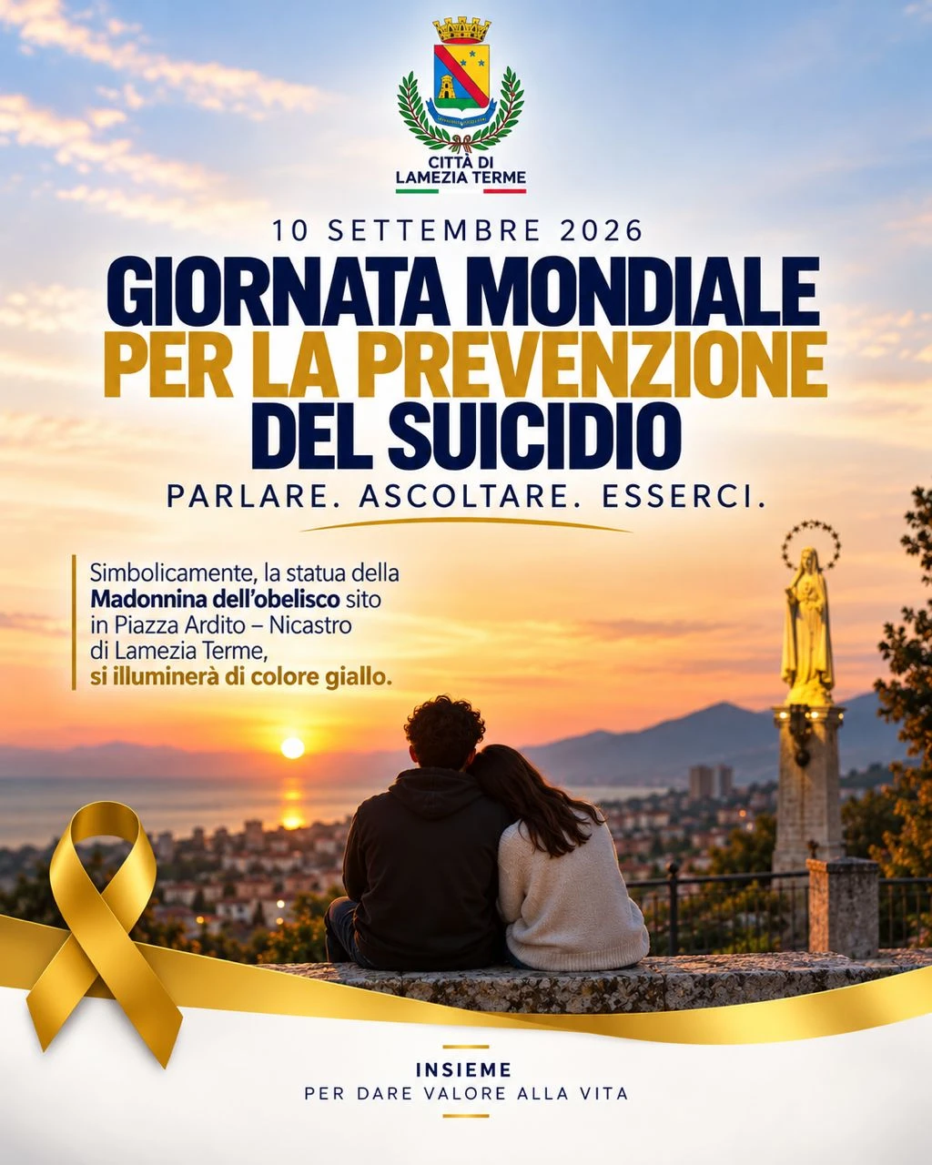 Lamezia, l'Amministrazione comunale aderisce alla Giornata Mondiale della Prevenzione del Suicidio