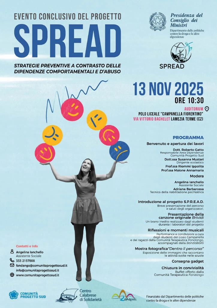 Dipendenze, contrasto e azioni condivise: a Lamezia la presentazione dei risultati del progetto S.P.R.E.A.D.