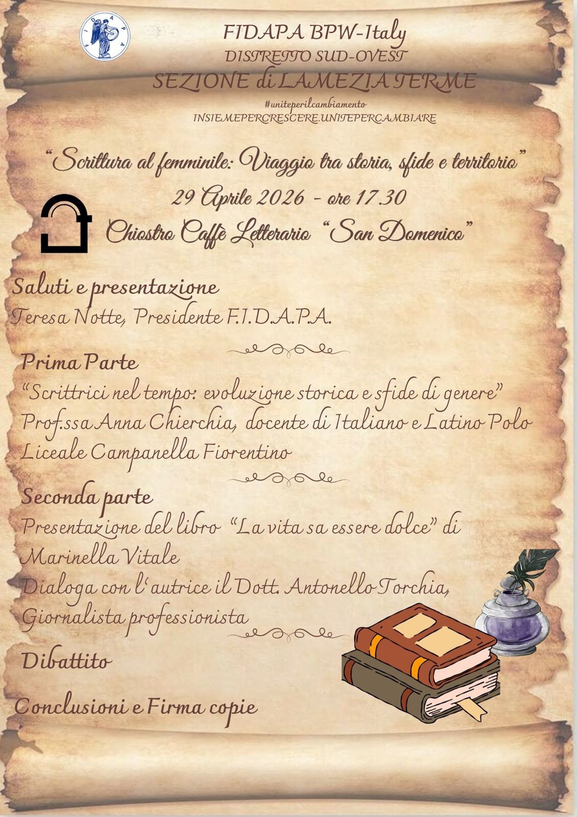 images Fidapa Lamezia presenta il libro di Marinella Vitale “La vita sa essere dolce"