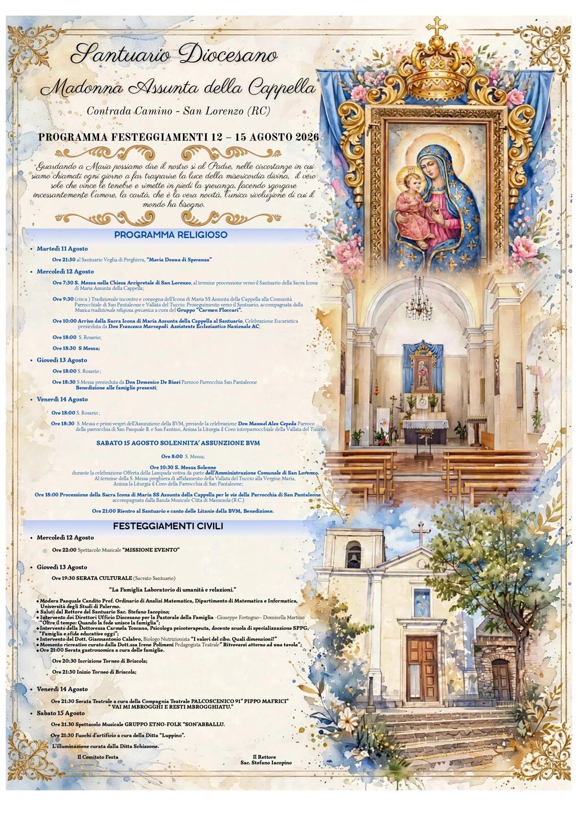 A San Lorenzo nel Reggino i festeggiamenti del Santuario Diocesano della Madonna Assunta della Cappella images A San Lorenzo nel Reggino i festeggiamenti del Santuario Diocesano della Madonna Assunta della Cappella
