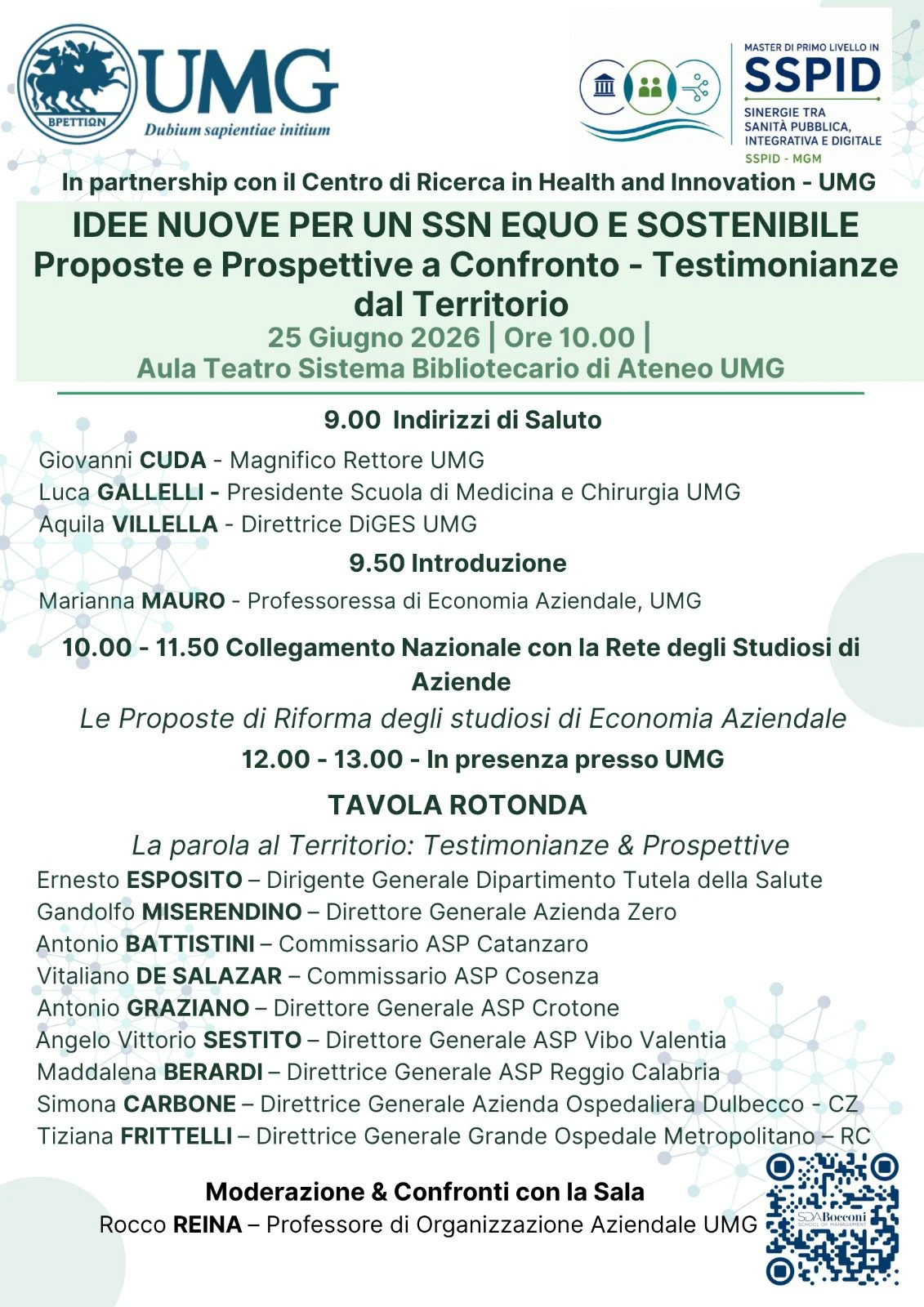 Idee nuove per un Servizio sanitario nazionale equo e sostenibile, incontro all'UMG 