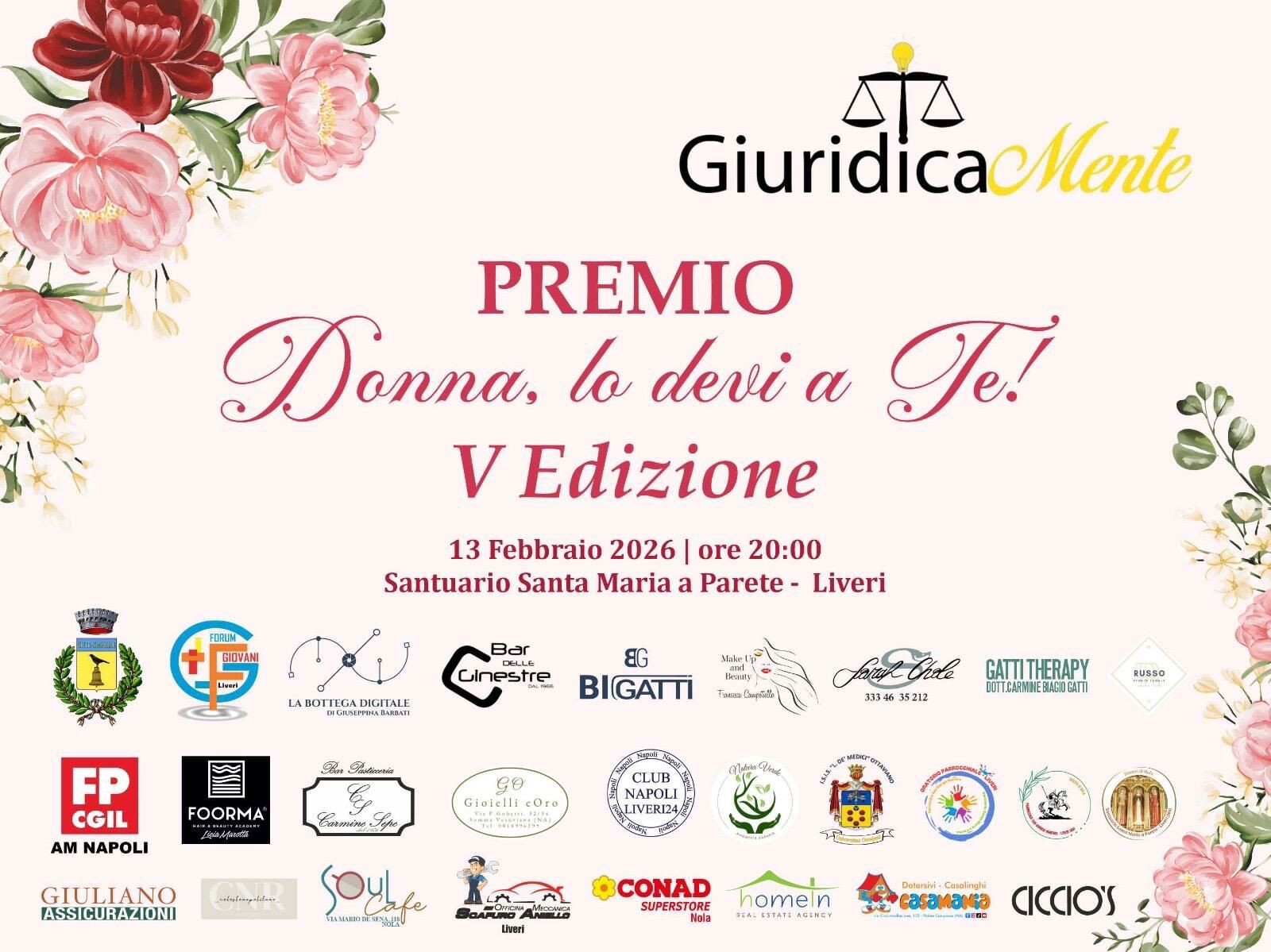 Il 13 febbraio a Liveri la V Edizione del Premio “Donna, lo devi a te” images Il 13 febbraio a Liveri la V Edizione del Premio “Donna, lo devi a te”