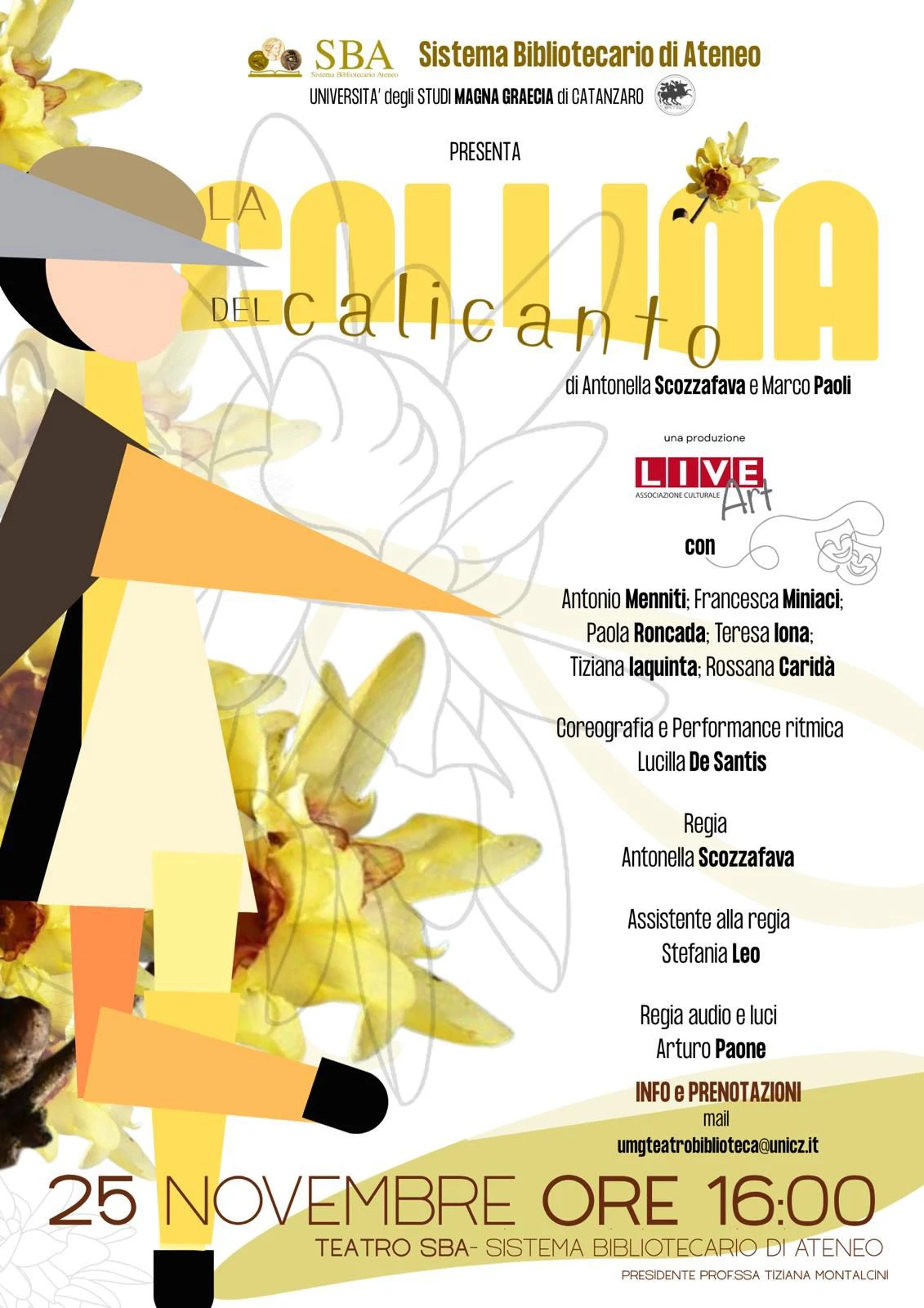 Giornata contro la violenza sulle donne, sul palco del Teatro del Sistema Bibliotecario di Ateneo UMG "La Collina del calicanto"