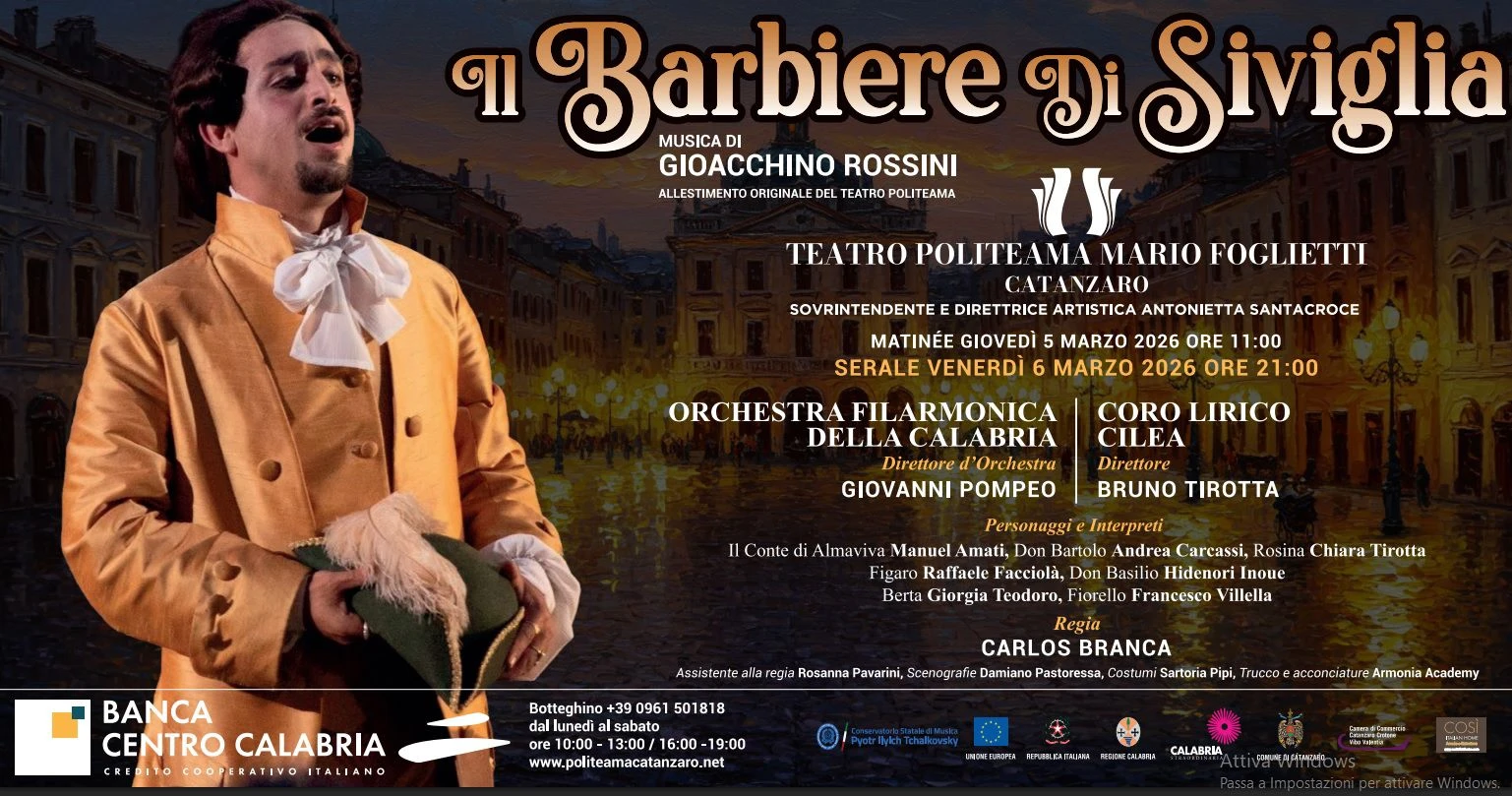 Il Teatro Politeama di Catanzaro riporta in scena un Barbiere di Siviglia senza tempo e pieno di comicità