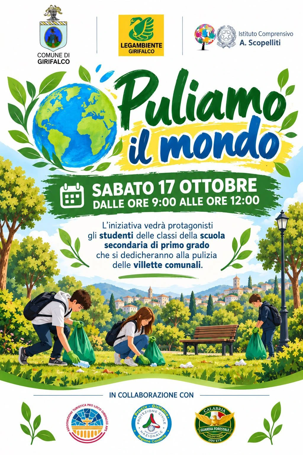 Il Comune di Girifalco aderisce a “Puliamo il Mondo 2026”: protagonisti gli studenti per la tutela dell’ambiente 