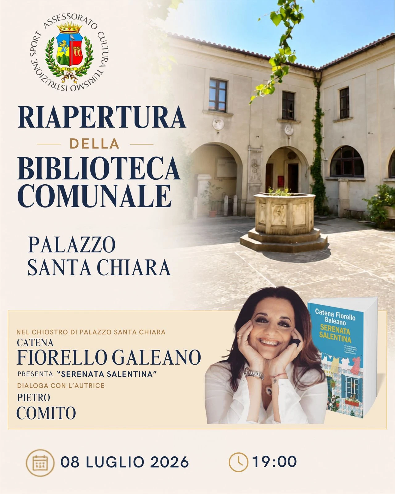 Vibo, riapre la Biblioteca comunale: evento a Palazzo Santa Chiara con Catena Fiorello Galeano