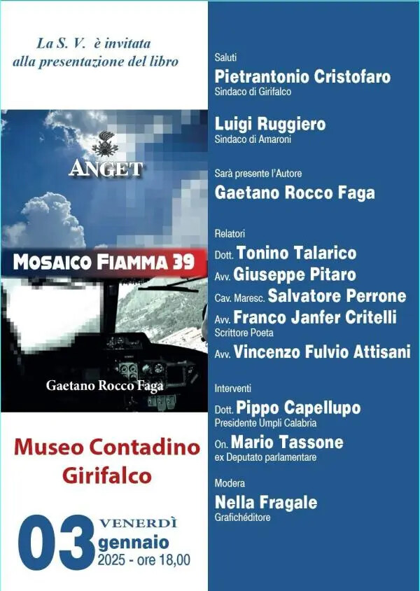 images Girifalco, domani 3 gennaio il comandante commissario CRI Gaetano Rocco Faga presenta il suo libro “Mosaico Fiamma 39”