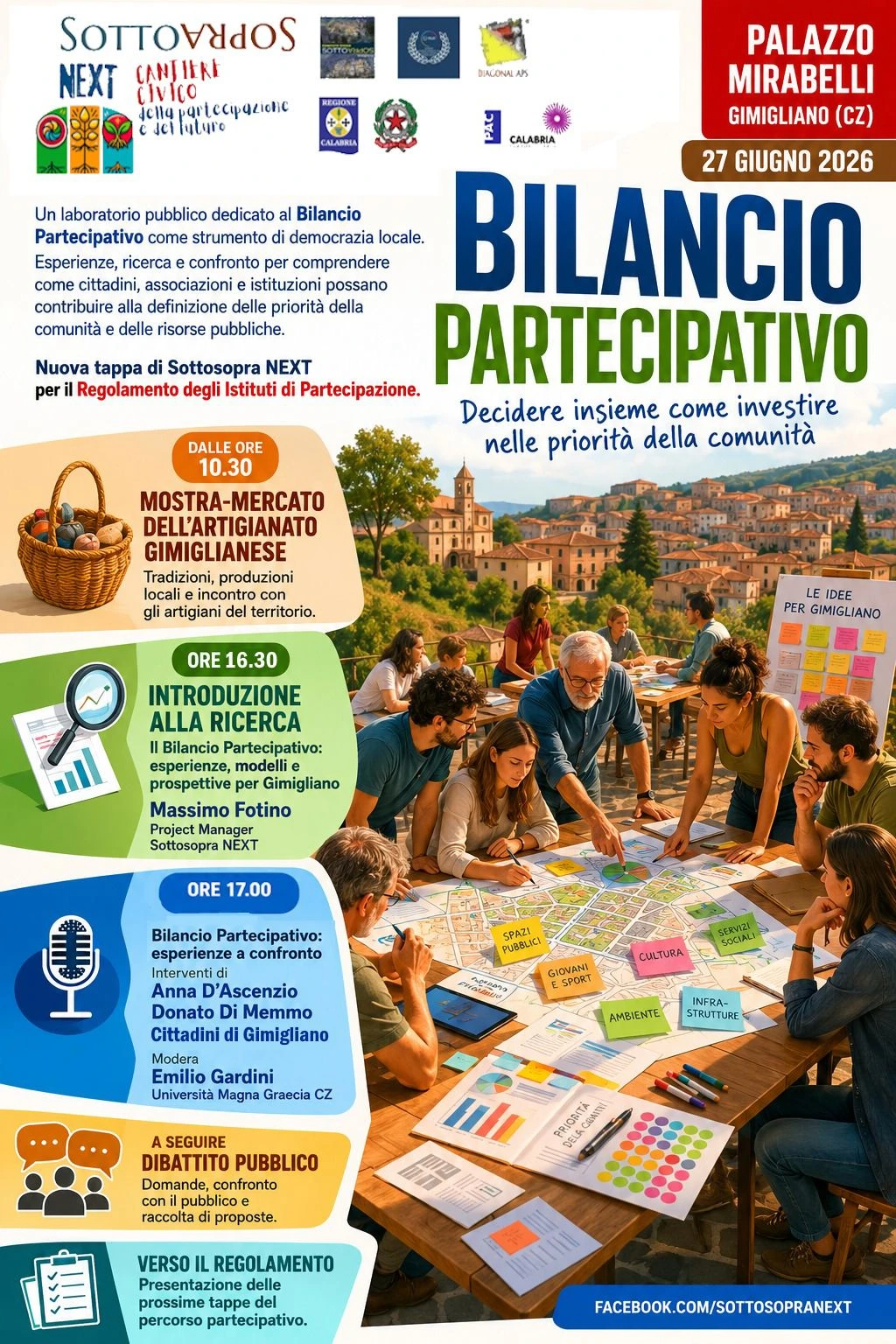 Democrazia locale e cittadinanza attiva: a Gimigliano arriva il laboratorio sul bilancio partecipativo nell’ambito del Progetto “Sottosopra Next”