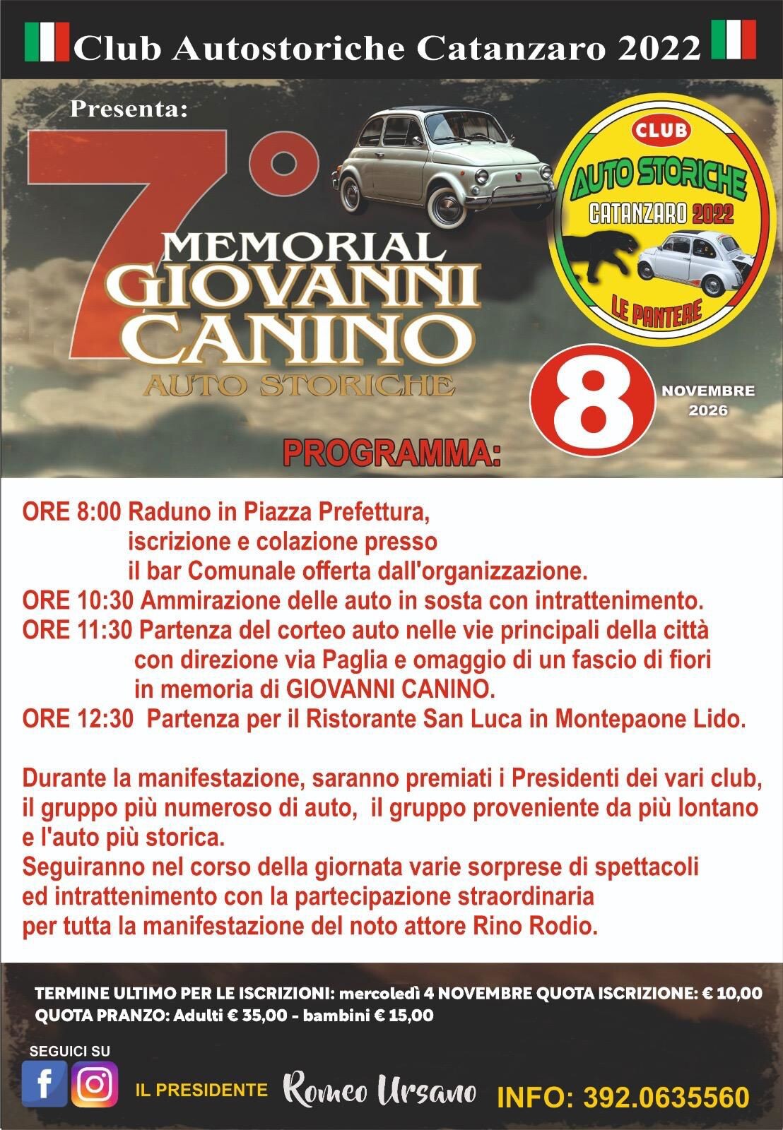 Catanzaro celebra le auto d’epoca: torna l’appuntamento con il 7° Memorial Giovanni Canino images Catanzaro celebra le auto d’epoca: torna l’appuntamento con il 7° Memorial Giovanni Canino