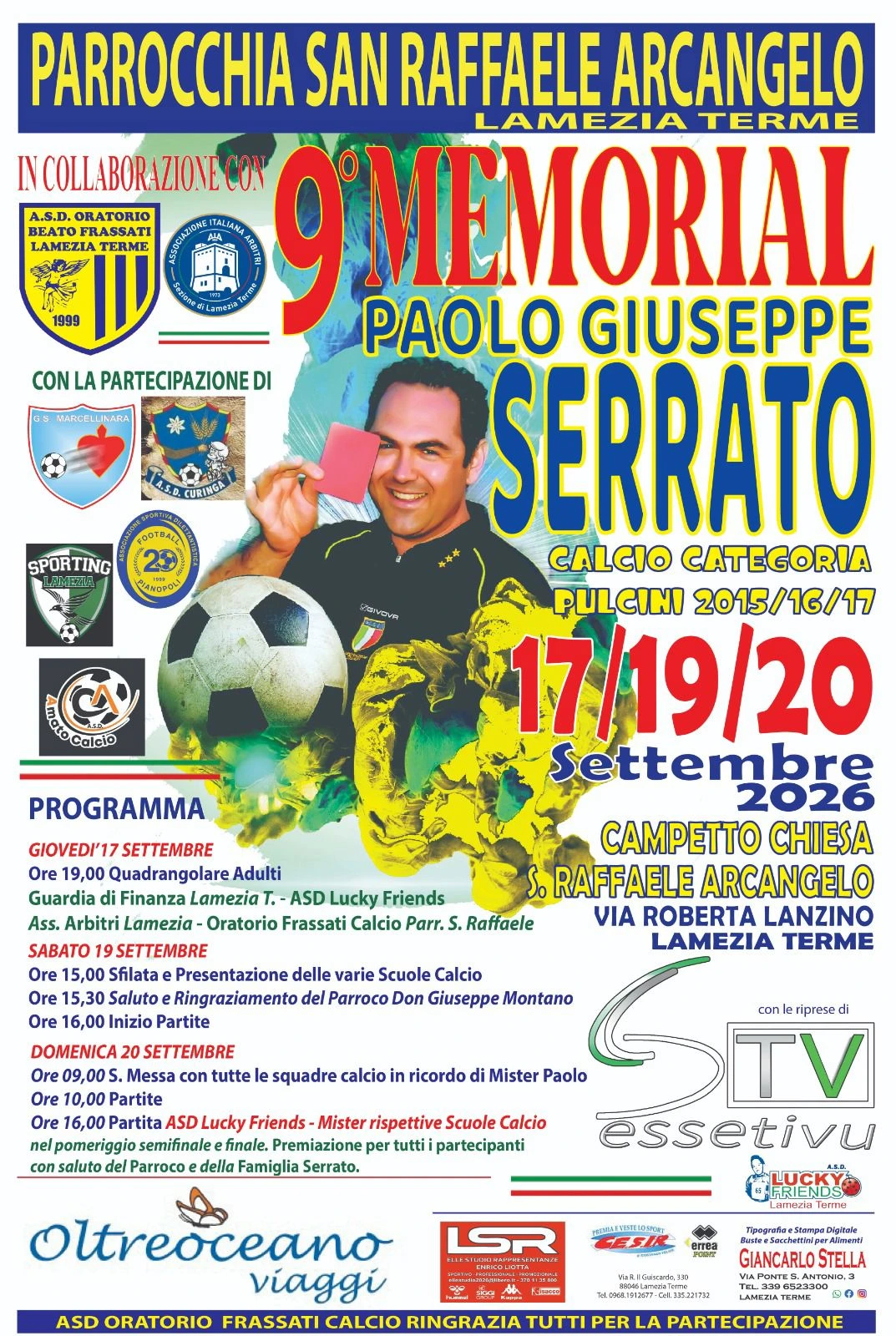 Al via il IX Memorial “Paolo Giuseppe Serrato” nella Parrocchia di San Raffaele a Lamezia