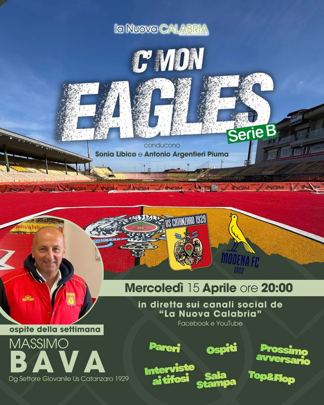 Post Catanzaro-Modena, ospiti il responsabile settore giovanile Bava e l'avvocato Ludovico